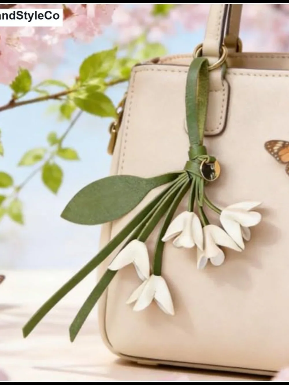 Flower Bag Charm Leather Purse Charm Cute Leather Flower Accessory